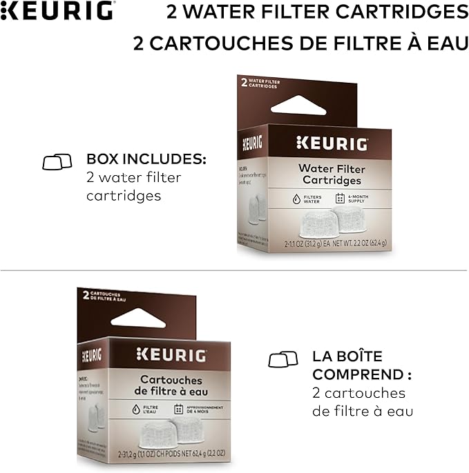 Keurig Water Filter Refill Cartridges,Replacement Water Filter Cartridges,Compatible with 2.0 K-Cup Pod Coffee Makers,2 Count (Pack of 12)
