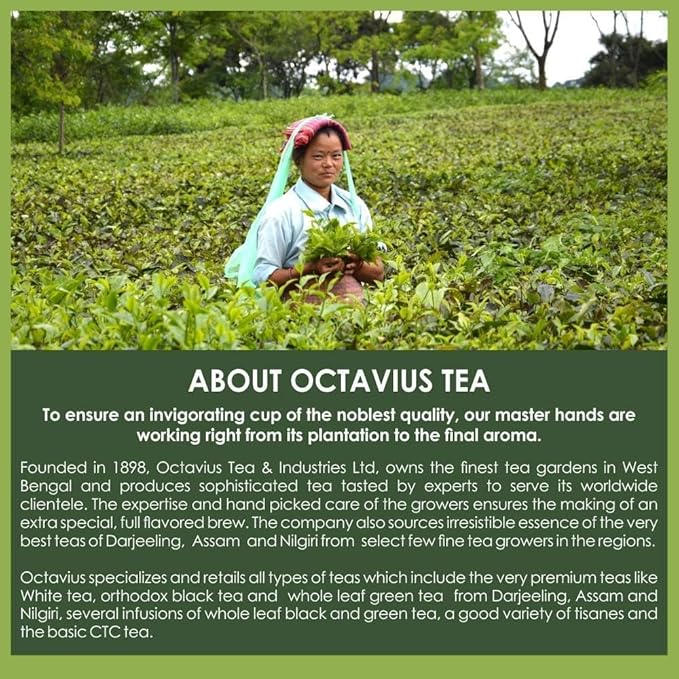 Octavius Gift's Select - Assorted Tea in Lotus Printed Wooden Box | 6 Flavors, 90 Tea Bags | Black & Green Tea | Tea Gifts for Women & Men | Tea Variety Pack
