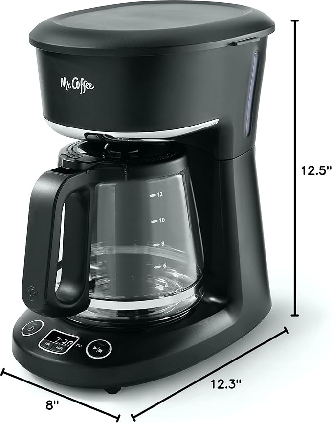 MR. COFFEE 12-Cup Programmable Coffeemaker, Brew Now or Later, Black