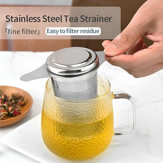 2PCS Stainless Steel Premium Tea & Coffee Strainer Infuser with Double Handles, Large Capacity Fine Mesh Strainer, Perfect for Loose Leaf Tea, Coffee Steeping in Cups and Teapots - Brewing Made Easy