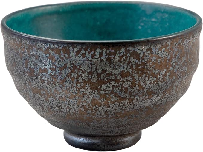 Asayu Japan Matcha Bowl, Handmade in Gifu Japanese Ceramic Chawan, 12 x 7.8 cm, 500ml, Microwave Safe for Tea Ceremoney, Green Tea, Pottery - Kurogane Turquoise