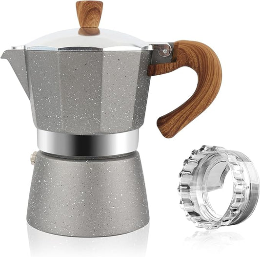 ShanSon Moka Pot Stovetop Espresso Maker 3 Cup 5 oz Italian Coffee Maker Manual Cuban Coffee Percolator Machine Italian Espresso Greca Coffee Maker for Cappuccino or Latte,Gray
