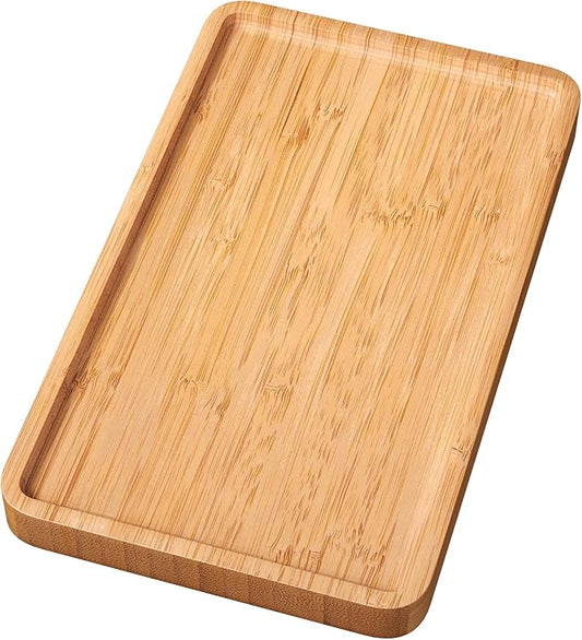 Bamboo Serving Tray,9.8x5.9 Inch Decorative Trays Platter for Coffee Table,Living Room,Bar,Party,Mini Charcuterie Boards Cheese Board,Home Decor（Natural）