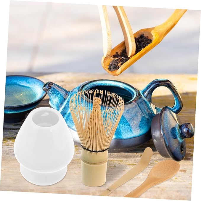Matcha Tea Preparation Set Bamboo Whisk Scoop Brush Holder Japanese Matcha Tools Sturdy Elegant Design