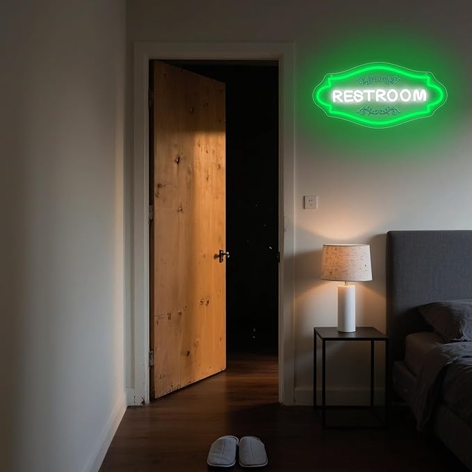 Restroom Neon Sign for Wall Decor Dimmable Toilet Neon Light for Home Bathroom LED Light for Commercial Space Birthday Gift for Bar Owners Home & Hospitality Hosts Size 16.5 * 8.1in(GLNP131)