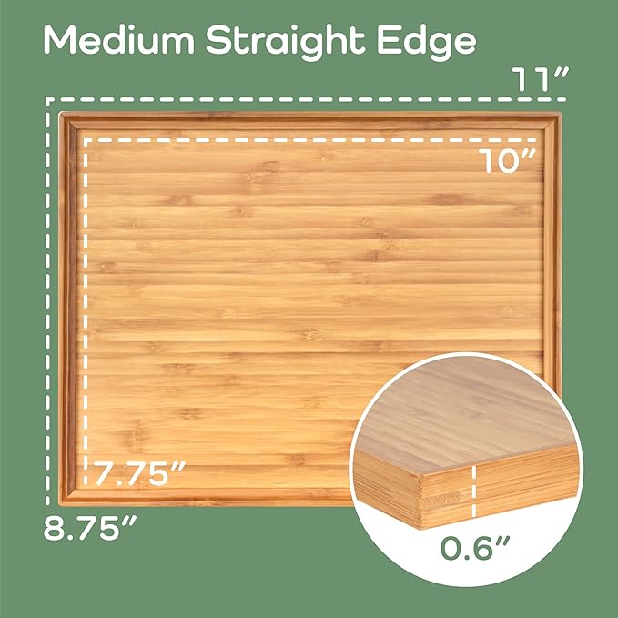 BambooMN Organic Bamboo Serving Tray, Vanity, Tea Serving, Appetizers, Snacks, Charcuterie Board, 11"x8.9"x0.6" - 10 Trays