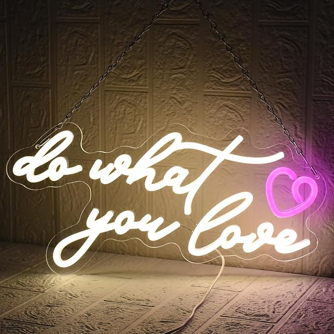 Do What You Love Neon Sign for Wall Decor, Warm White Letters Neon Light Dimmable USB Powered LED Sign for Bedroom Home Bar Wall Decor Anniversary Valentine's Celebrations Wedding Party