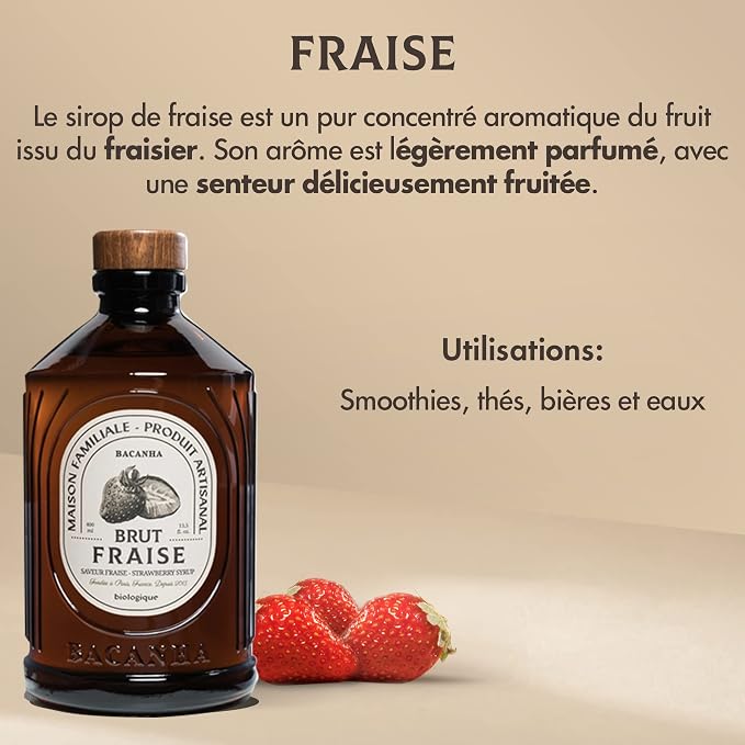 Bacanha - Strawberry Organic Syrup - 400ml / 13.52oz Glass Bottle - Image 4