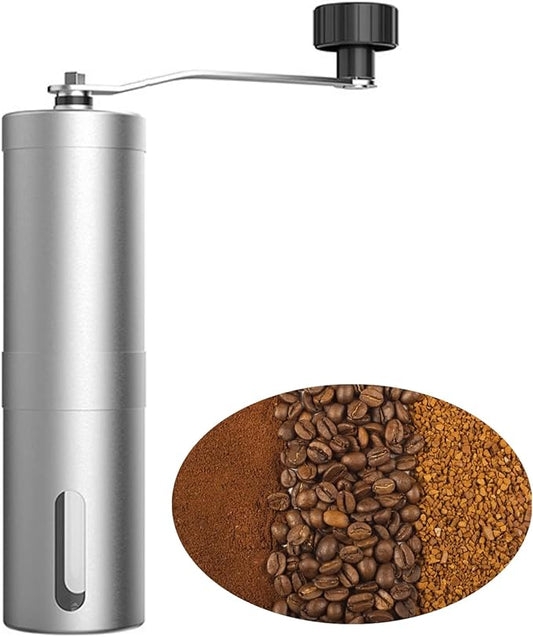 Manual Coffee Grinder, Multi Adjustable Settings, Portable Hand Coffee Grinder with Ceramic Burr & Detachable Hand Crank for Travel, Camping, Office, Espresso, Pour-Over and More
