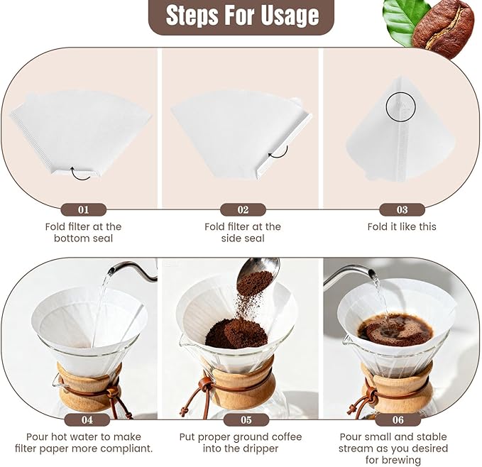 200Pcs Cone Coffee Filters #4, Clinuse White Size 04 Coffee Filters 8-12 Cup, Disposable Natural Paper Filters, No.4 Cone Filters Compatible with Ninja, Cuisinart, Pour Over and Drip Coffee Maker