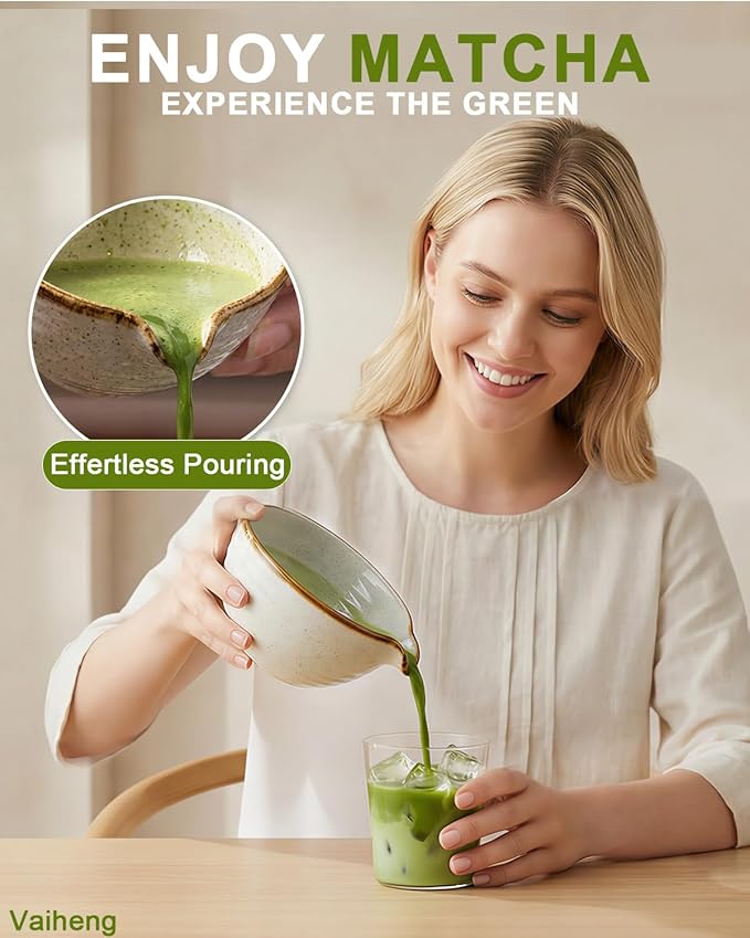 Matcha Whisk Set with Matcha Bowl, Matcha Whisk Holder Matcha Bamboo Whisks, Scoop, Sifter, Funny Gifts for Women Mom Her Girl Friend Home Kitchen Decor Gifts for Tea Enthusiasts Christmas