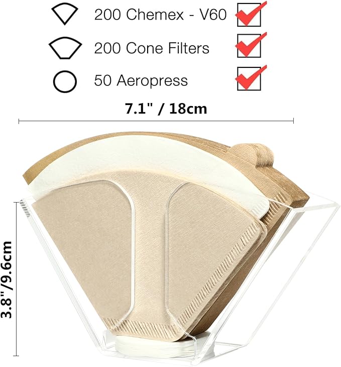 Kamehame Coffee Filter Holder, Wall Mount Coffee Filter Dispenser Rack, Clear Acrylic Storage Container for Aeropress, Cone Filters