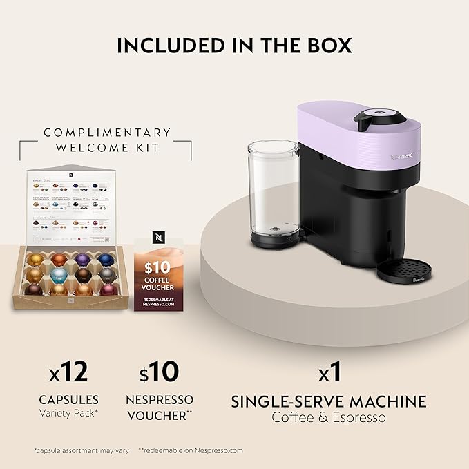 Nespresso Vertuo Pop+ Coffee and Espresso Maker by Breville, Lilac