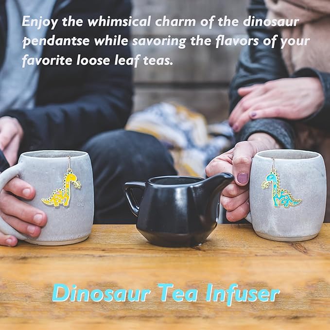 Dinosaur Tea Infuser Set - Elevate Your Tea Experience with Charming Dinosaur Charm Pendants and Superior Loose Leaf Tea Strainers, Cute Tea Extraction Filter Best Friend Gift (2 PCS)