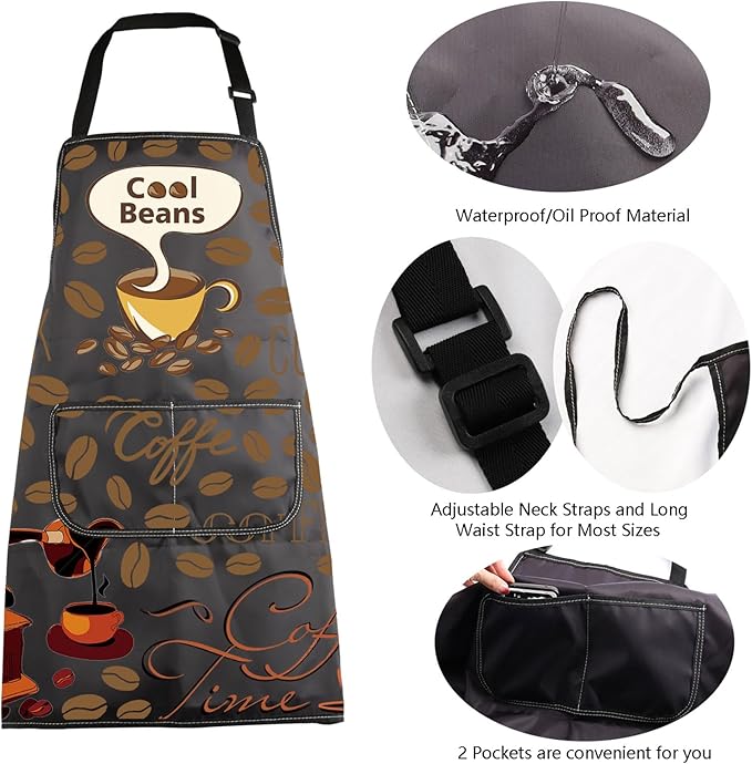 MBMSO Life Begins After Coffee Apron - Barista Gift, Coffee Themed Kitchen Apron