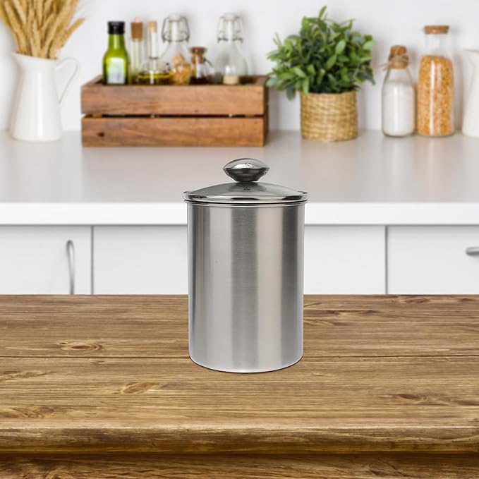 Cabilock 1750Ml stainless steel airtight food storage jar with clear lid for coffee beans, tea, sugar, flour, nuts, and snacks - kitchen counter canister