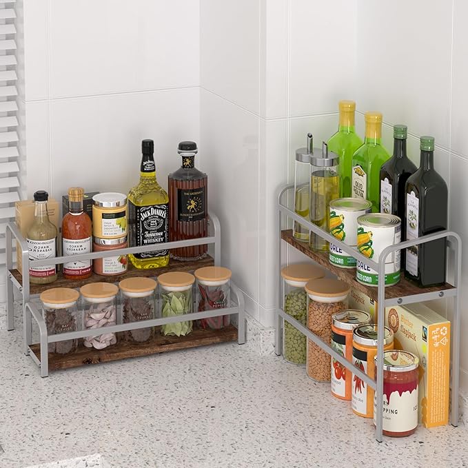 Coffee Syrup Rack,12 Bottle Capacity,3 Tier Coffee Bar Organizer,Kitchen Wine Rack,Coffee Station for Syrup, Wine Stand Shelf,Coffee Bar Accessories (Dark Brown Wood, Grey)