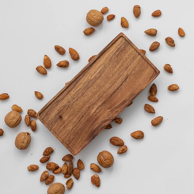 Wooden Serving Platter, Small Decorative Trays for Parties, Appetizers, Tea/Coffee, and Cheese, Handcrafted Wooden Board Set of 2 (S)