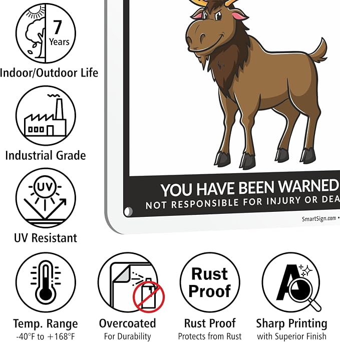 SmartSign Funny Beware Of Moose Warning Sign - 10"x7", 40 mil Laminated Rust-free Aluminum - Metal Signs for Wall Decor, Outdoors, Patio, Gifts, Cafe - Moose Theme, Made in USA - Image 7