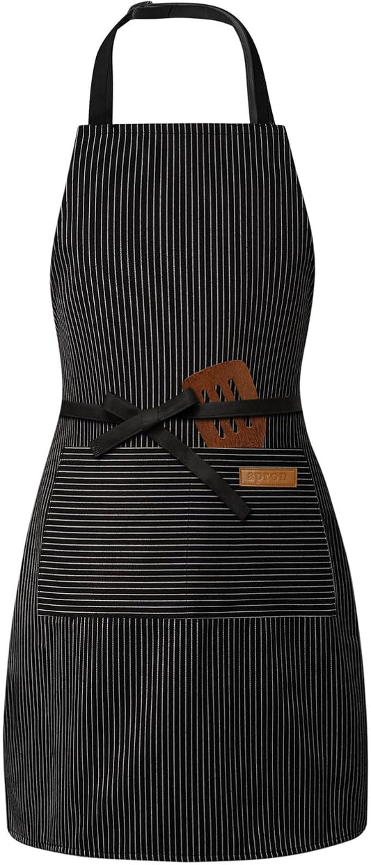BeLuyi Adjustable Bib Apron with 2 Pockets Chef Cooking Kitchen Restaurant Aprons for Women Men