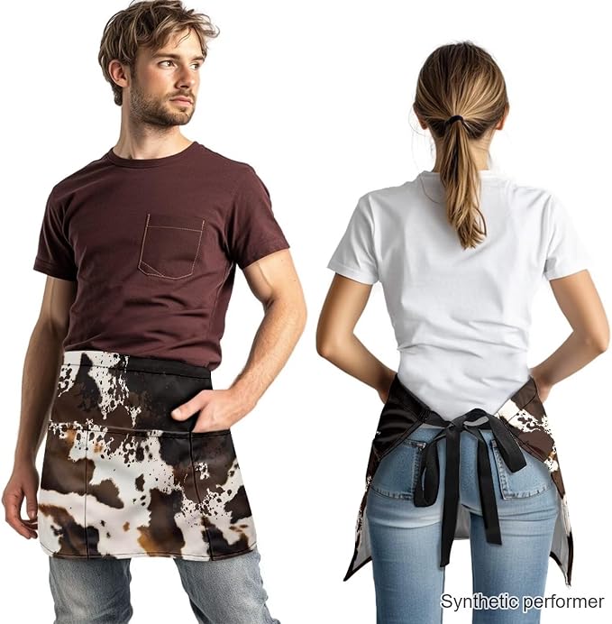 Waist Apron with 3 Pockets Waterproof 13 Inch Short Half Waist Aprons Women Men Server Aprons Waitress Waiter Apron - Image 2