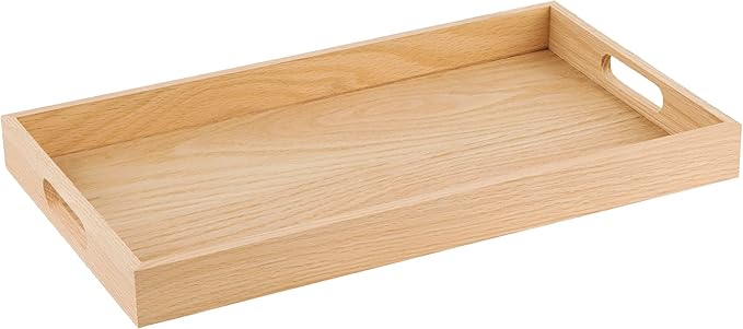 Hammont Montessori Wooden Serving Trays - 5 Piece Set, Brown Oak Wood, Decorative, Convenient, Versatile, Easy to Clean