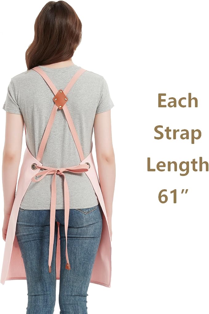 AFUN Aprons for Women Men with Large Pockets, 12-Ounce Cotton Canvas Cross Back Apron - Image 6