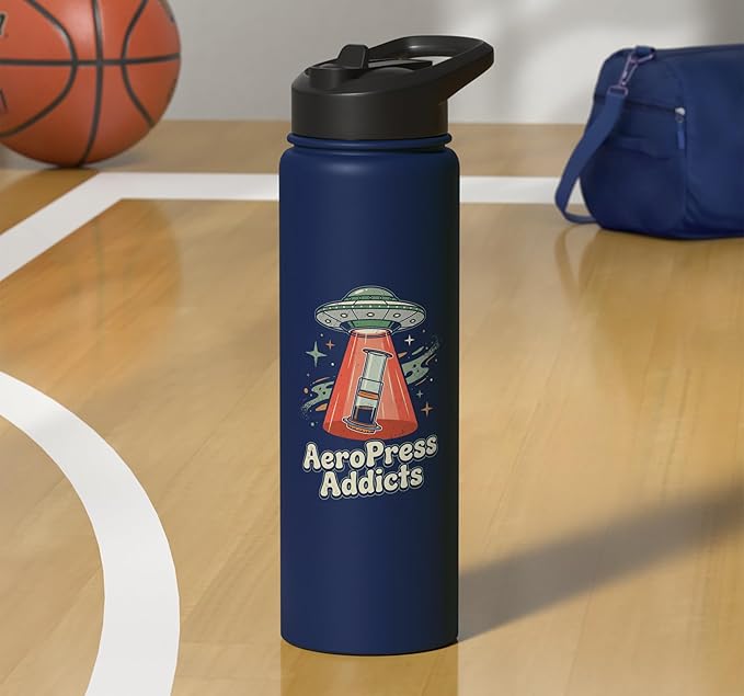 UFO AeroPress Funny Coffee Shirts Sci-Fi AeroPress Brewing Stainless Steel Insulated Water Bottle