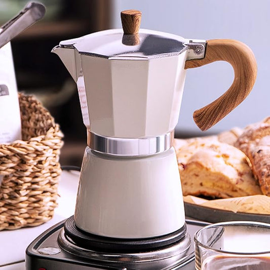 Coffee Pot, Moka Pot Italian Coffee Maker 6 cup/10 OZ Stovetop Espresso Maker for Gas or Electric Ceramic Stovetop Camping Manual Cuban Coffee Percolator for Cappuccino or Latte