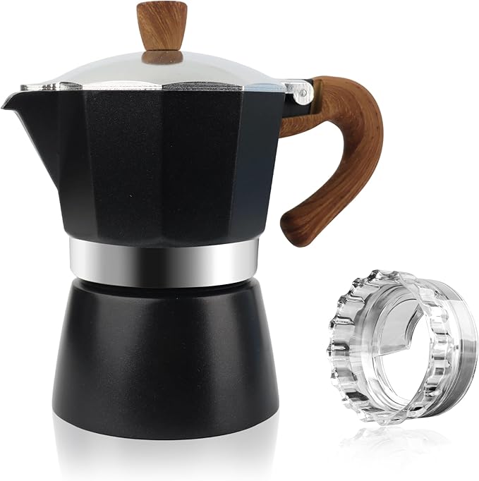ShanSon Moka Pot Stovetop Espresso Maker 3 Cup 5 oz Italian Coffee Maker Manual Cuban Coffee Percolator Machine Italian Espresso Greca Coffee Maker for Cappuccino or Latte,Black