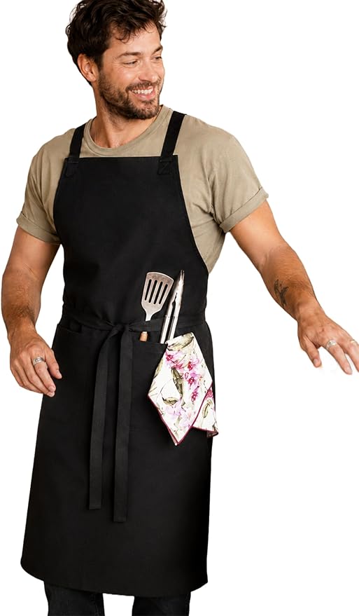 Cotton Crossback Apron with Waterproof Lining, 2 Pockets, Adjustable Water-Resistant Chef Apron by Unknown