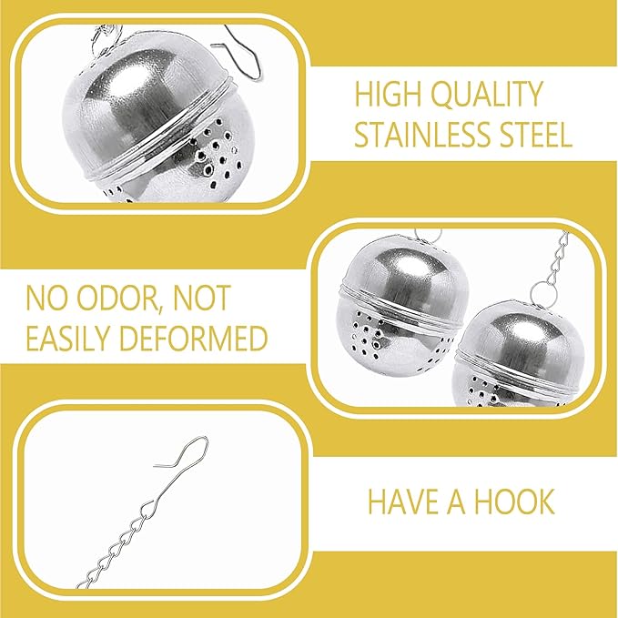 25 Pcs Tea Ball for Loose Leaf Tea Infuser,Stainless Steel Tea Infuser Bulk,Interval Infuser Tea Ball Strainer with Extended Chain Hook for Tea and Seasonings & Spices (Oval)