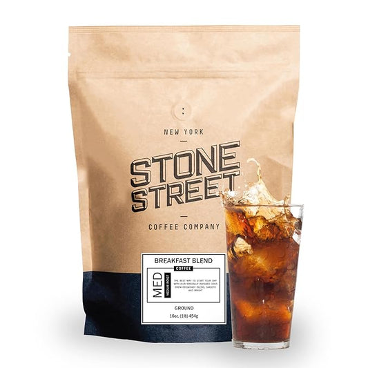 Stone Street Cold Brew Coffee, Low Acid, 100% Arabica, Gourmet Coffee - Breakfast Blend, Medium Roast, Coarse Ground, 1 LB