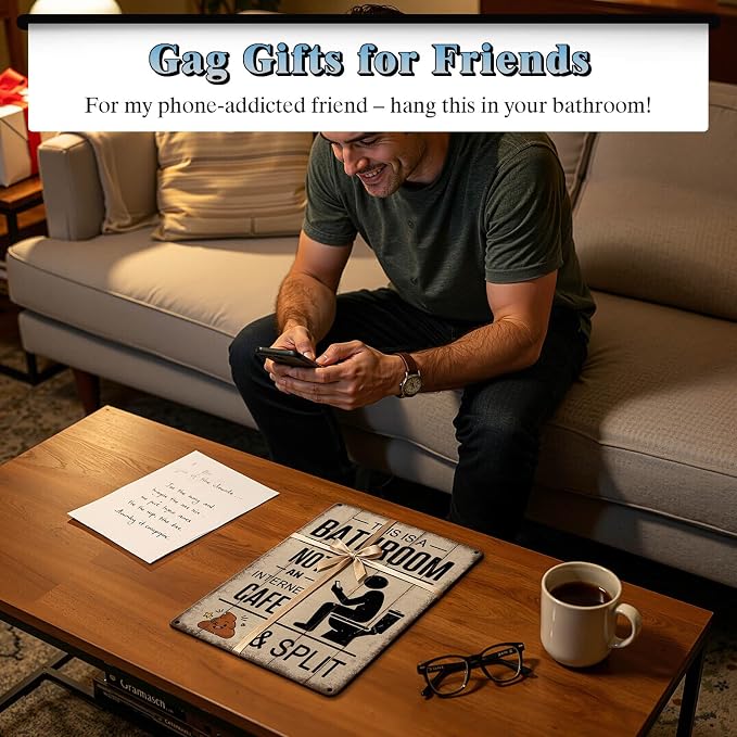 This Is A Bathroom Not An Internet Cafe Sign - Sarcastic Funny Bathroom Decor Wall Art Tin Signs for Phone Users, to Encourage Quick Visits 8x12 Inches - Image 7