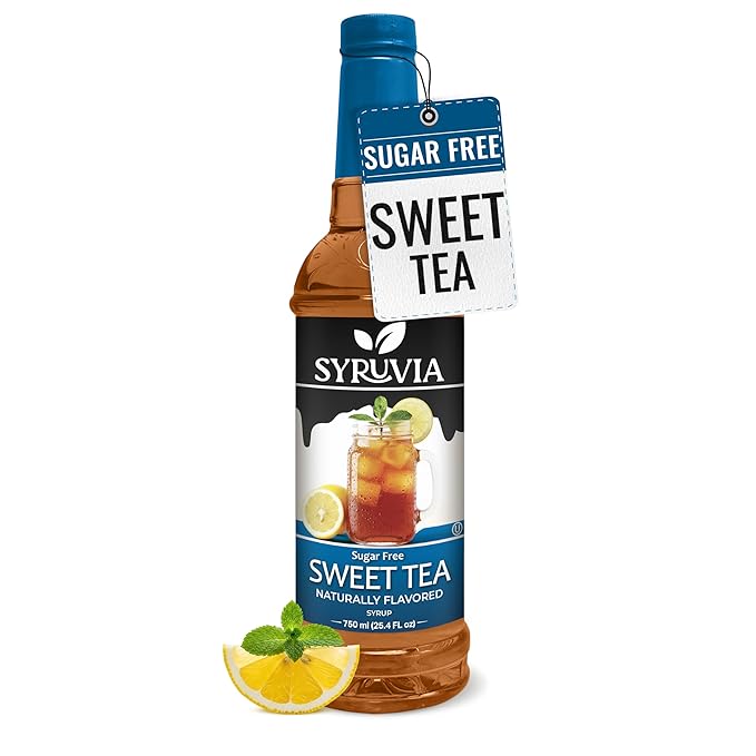 Syruvia Sugar-Free Sweet Tea Syrup, Natural Flavors, Syrup for Drinks, Lattes, and Desserts – 25.4 fl oz