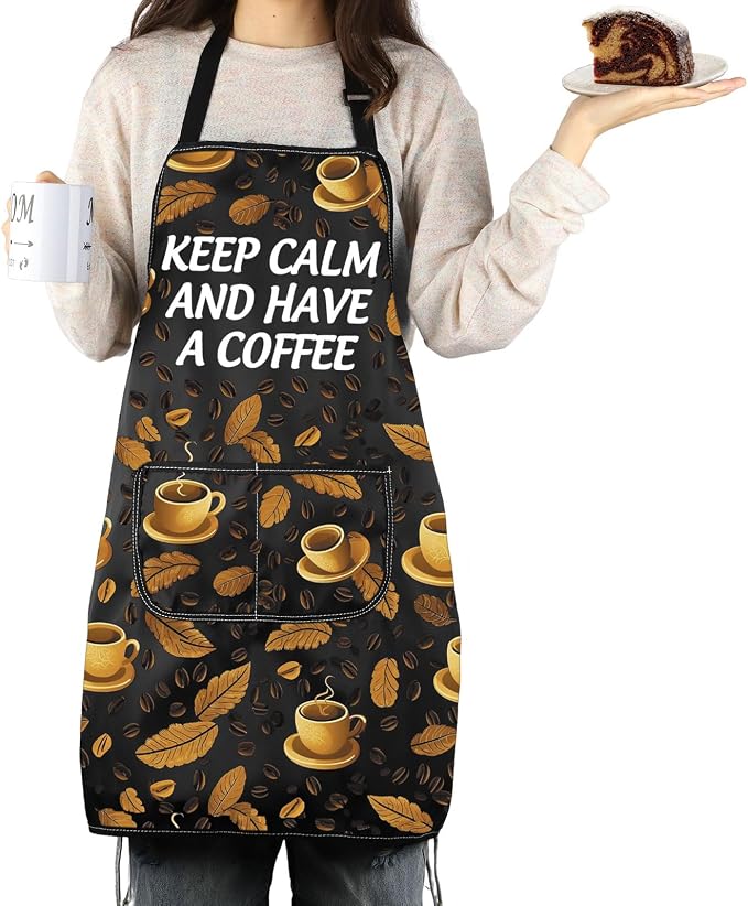 MNIGIU Barista Inspired Apron Coffee Lover Gift Keep And Have A Coffee Waterproof Apron With Pockets Drinkers Merch - Image 6
