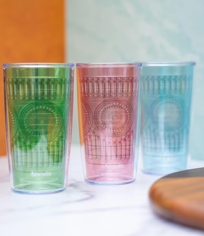Tervis Romantic Embossed Hobnail Collection Made in USA Double Walled Insulated Tumbler Travel Cup Keeps Drinks Cold & Hot, 16oz, Mangrove Green