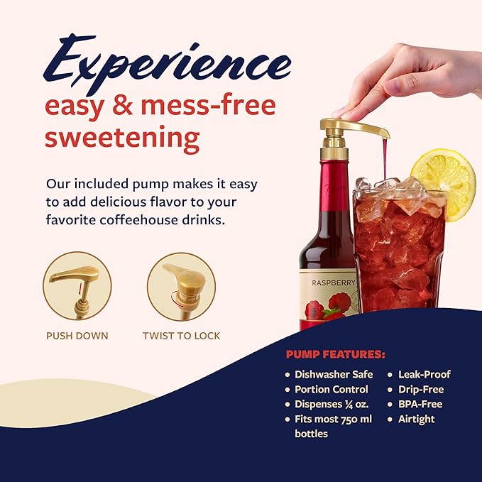Torani Puremade Syrup, Raspberry Flavoring for Drinks, Glass Bottle with Pump Included, 25.4 Fl Oz