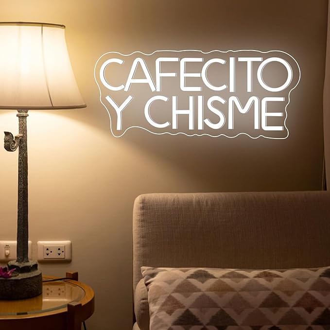 Cafecito Y Chisme Neon Sign Dimmable Cafecito Y Chisme Neon Light Gifts for Mexican Women Multipurpose LED Night Light for Coffee Lover Gifts Home Kitchen Decoration