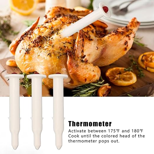 10pcs Chicken Thermometer Turkey Timer, Meat Turkey Thermometer Pop Out, 1.8 Inches Good Cook Timers for Cooking Chicken Beef