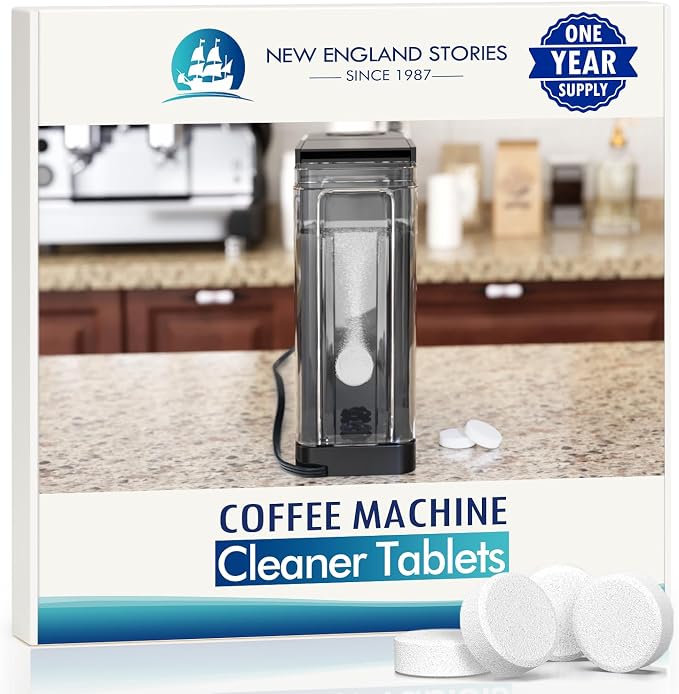 Coffee Machine Cleaner Descaler Tablets - 1 Years Supply, Fast-Acting Formula Compatible With Nespresso, Keurig, Ninja, Delonghi, Miele, Removes Limescale from Espresso & Drip Coffee Machines by NewEnglandStories