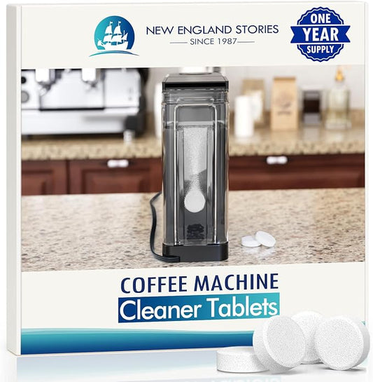 Coffee Machine Cleaner Descaler Tablets - 1 Years Supply, Fast-Acting Formula Compatible With Nespresso, Keurig, Ninja, Delonghi, Miele, Removes Limescale from Espresso & Drip Coffee Machines by NewEnglandStories