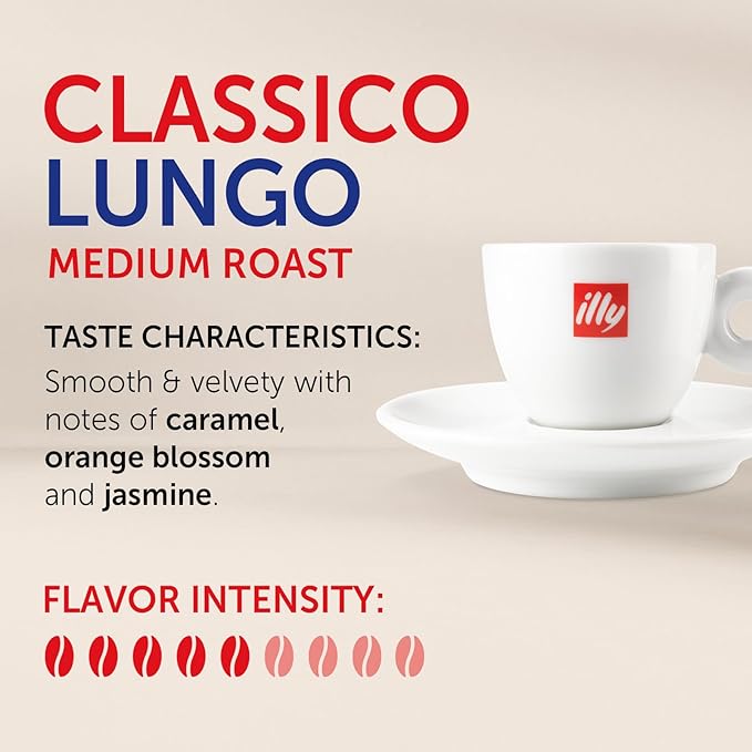 illy Coffee ESE Capsules, Classico Lungo Medium Roast Coffee Pods, 100% Arabica, Premium Italian Blend, Single Serve, 18 Count, 12 Pack