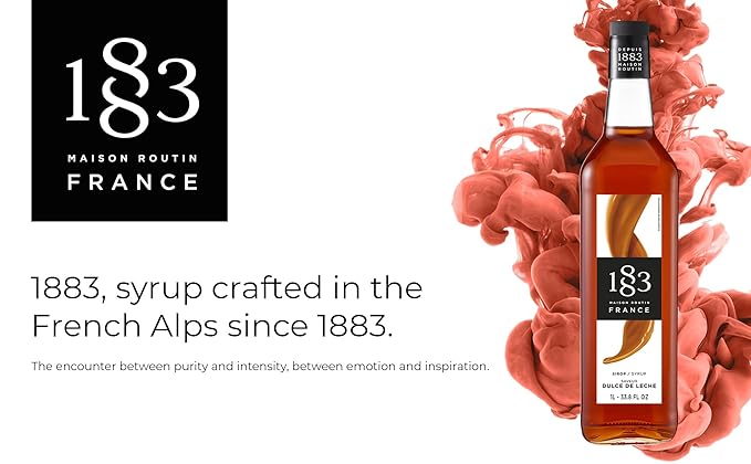 1883 Dulce De Leche Syrup for Drinks, Made in France, 1 Liter Glass Bottle