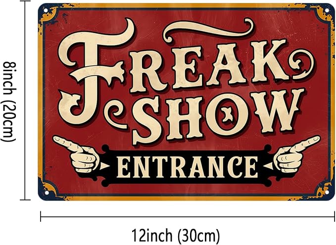 Freak Show Metal Sign Vintage Clown Circus Tin Sign for Home Bedroom Kitchen Bar Garage Cafe Dorm Bathroom Wall Decor 8 x 12 In - Image 4