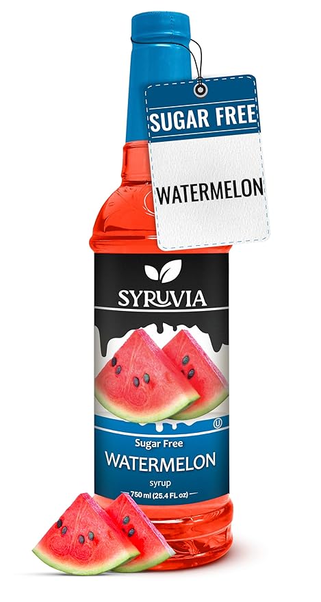 Syruvia Sugar-Free Watermelon Syrup, Flavored Syrup for Drinks, Cocktails, Lemonades, Iced Teas, and Desserts – 25.4 fl oz