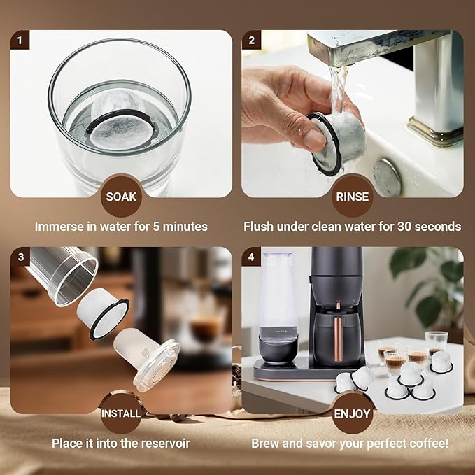 RAWILL 12PCS Water Filter Replacement, Compatible with Café and GE Profile Grind & Brew Machine, Coffee Maker Filters Charcoal for C7CGFLTR