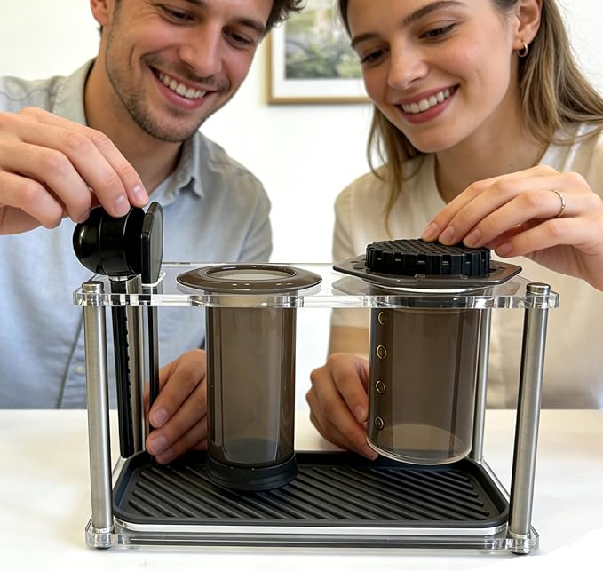 Organizer Stand for AeroPress holder Compact Storage for AeroPress Original Clear(Not For XL) Includes Dripper Mats