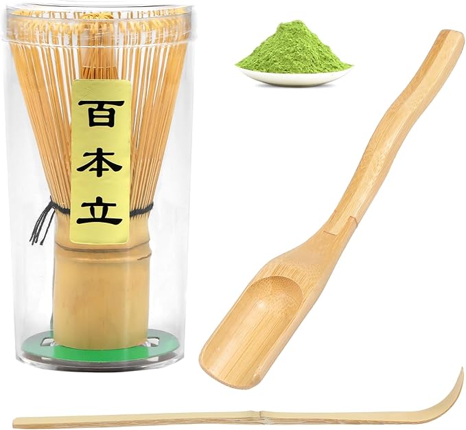 Japanese Matcha Whisk Set,Handmade Bamboo Traditional Starter Set,Traditional Matcha Tea Starter Kit with Tea Spoon Matcha Scoop, Safe Japanese Tea Accessories for Tea Lovers Beginners,gift