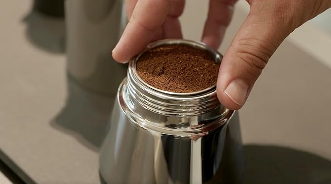 Moka Stovetop Espresso Maker, Stainless Steel, for Induction Cooktops, 5-6 Cups, 10 Oz